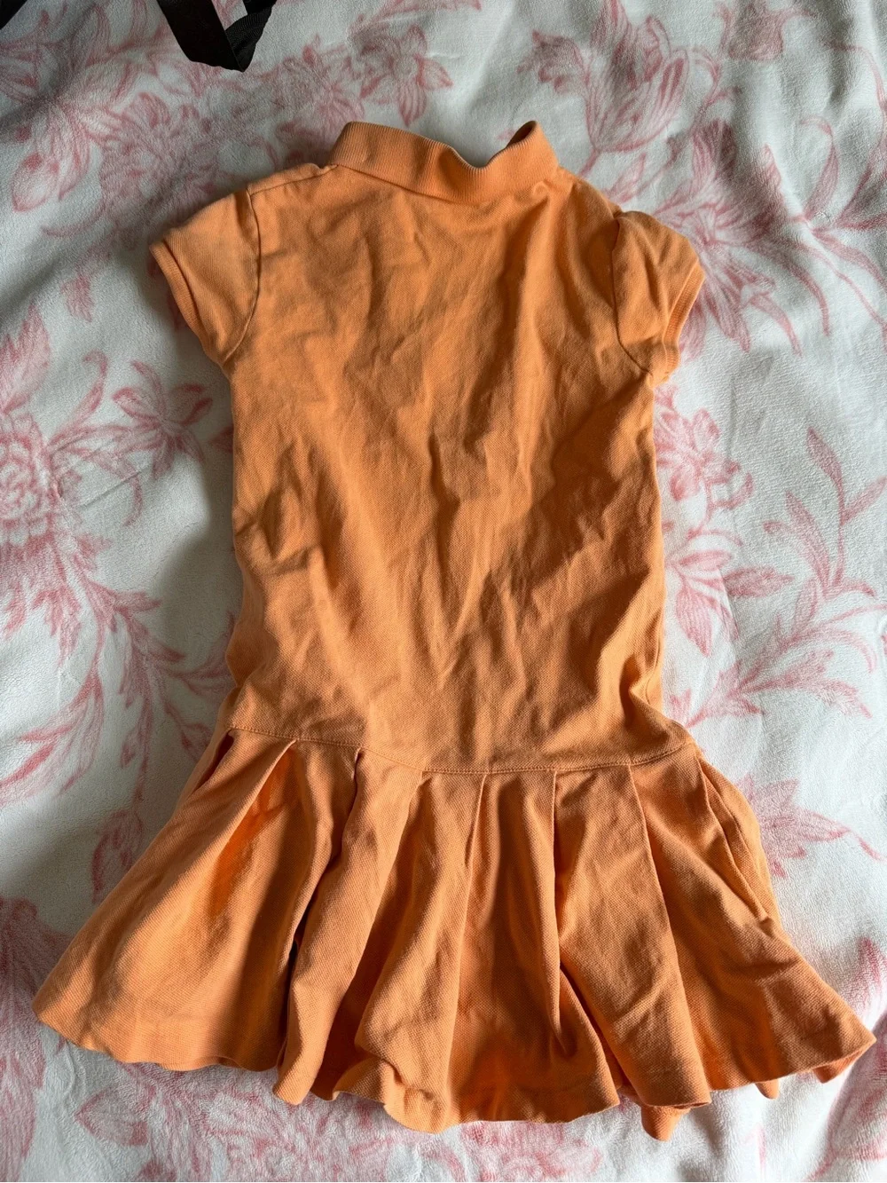 Kids Rare Orange Polo Dress with Pleated Skirt